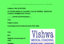 Pediatrics IMP Questions – Important Questions for Medical Exams (LAQSAQ) (2024) Dr. Vishwa Medical Coaching