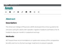 Prevention of Episodic Migraine Headache Using Pharmacologic Treatments – Clinical Guideline () American College of Physicians (ACP)
