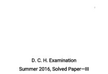 D.C.H. Examination Solved Paper III – P.G. Diploma in Child Health Examination, Systemic diseases in Paediatrics (2016) Dr. Ankit Yadavendra