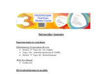 Intraocular Tumours – FRCSFRCOphth Final Exam Course Notes (2014) A Sallam