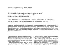 Refractive change in hyperglycaemia hyperopia, not myopia (1982) PAUL RIORDAN EVA