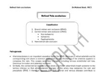 Retinal Vein occlusions – Classification, Pathogenesis, Risk Factors, and Workup (2022) Waleed Badr